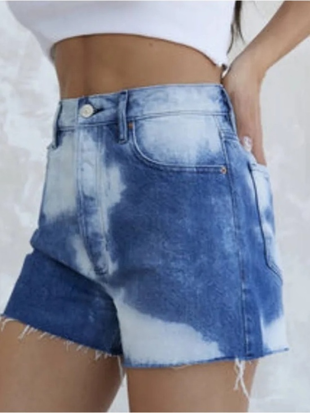 NWT Pacsun Ultra High Rise Vintage Shorts Blue Tie-Dye Watercolor size 26 2